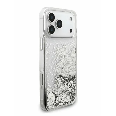 Guess для iPhone 17 Pro Max чехол Liquid Glitter Charms Hard Silver