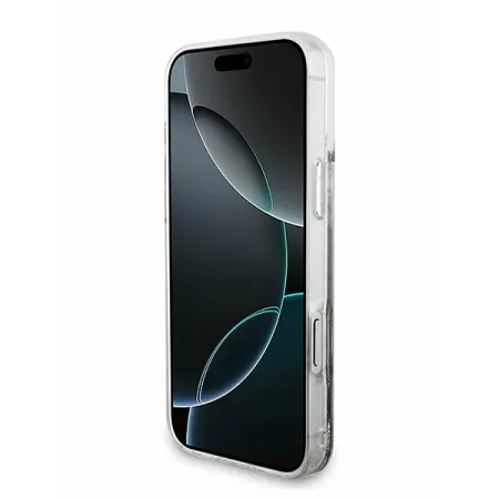 Guess для iPhone 17 Pro Max чехол Liquid Glitter Charms Hard Silver