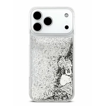 Guess для iPhone 17 Pro Max чехол Liquid Glitter Charms Hard Silver