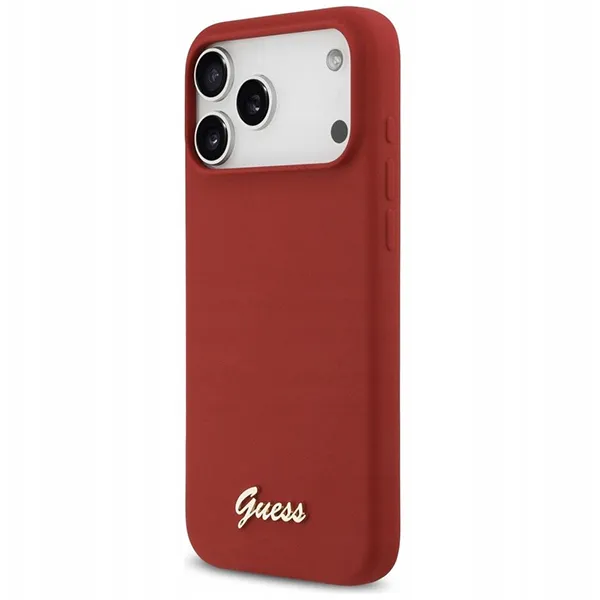 Guess для iPhone 17 Pro чехол Liquid silicone Gold metal logo & Camera Hard Magenta (MagSafe)