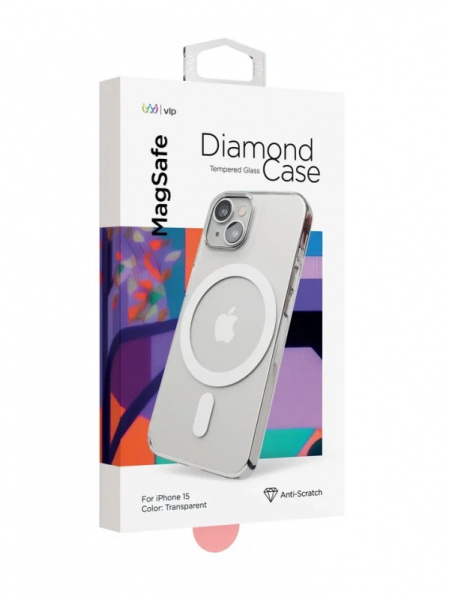 Чехол защитный "vlp" Diamond Case с MagSafe для iPhone 15, прозрачный
