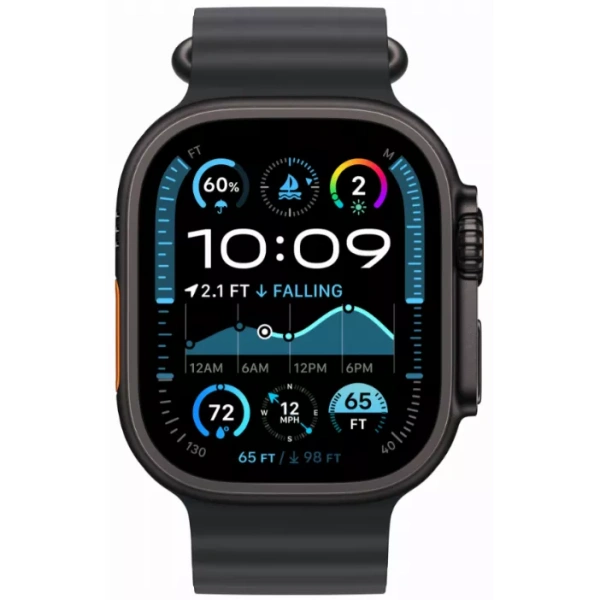Apple Watch Series Ultra 2 49mm Black Titanium Case with Black Ocean Band One Size